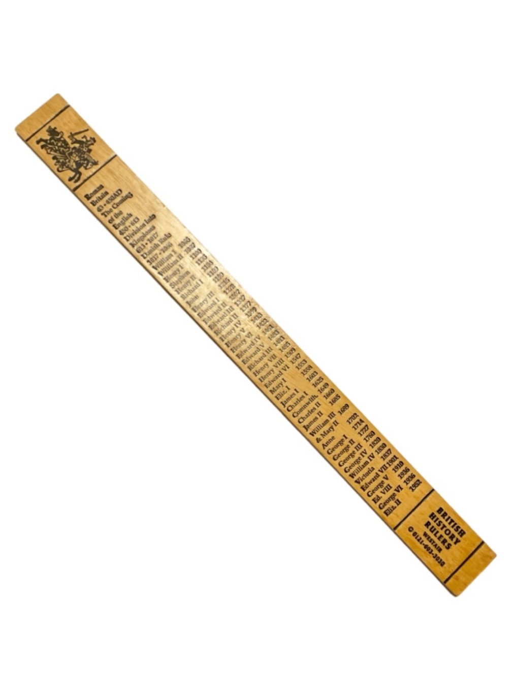 British Rulers History Ruler - Wood Centimeter Ruler